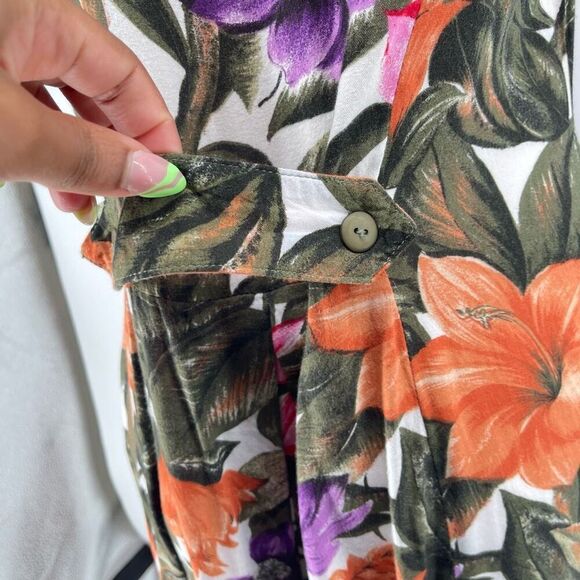 Vintage Jamie Brooke Rayon Tropical Floral Button Front Maxi Dress Size 10 - Picture 11 of 14